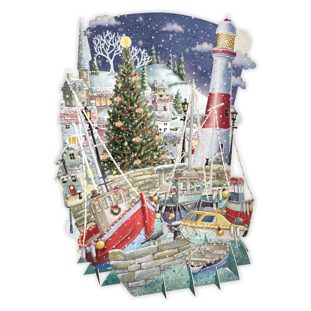 Christmas Harbour 3D Pop up Christmas card - Daisy Park