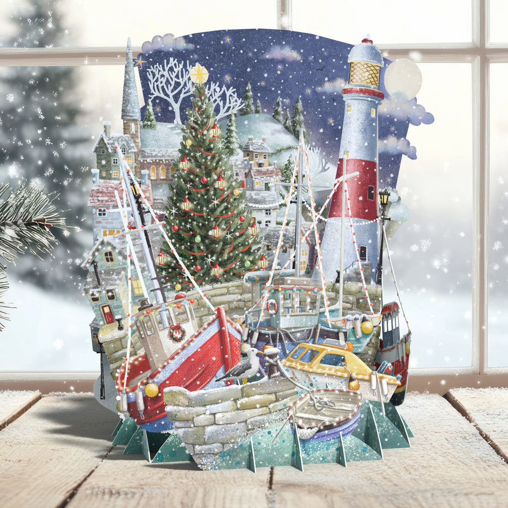 Christmas Harbour 3D Pop up Christmas card - Daisy Park