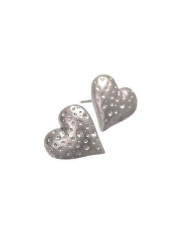 Lava heart studs - Matte silver - Daisy Park
