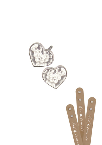 Micro heart studs - Matte Silver - Daisy Park