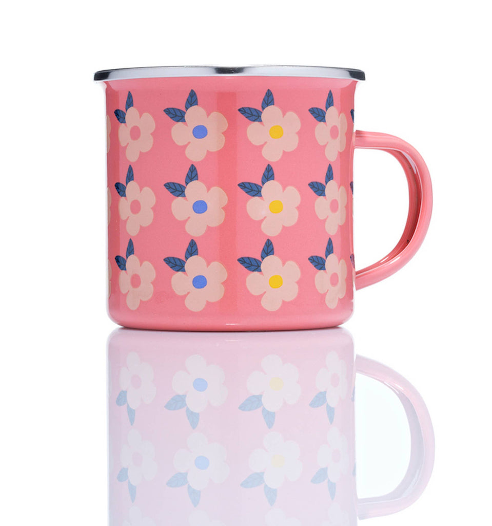 Enamel retro floral print mug - Daisy Park