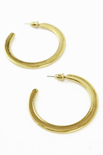 Large gold thin hammered hoops - Daisy Park