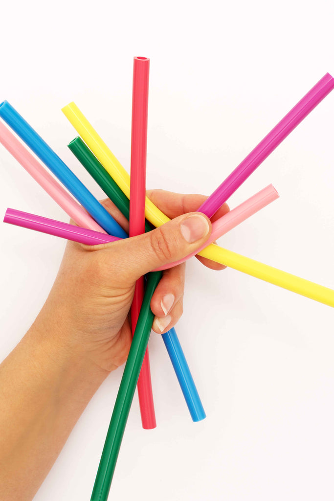 8 colourful silicone straws and cleaning brush - Daisy Park