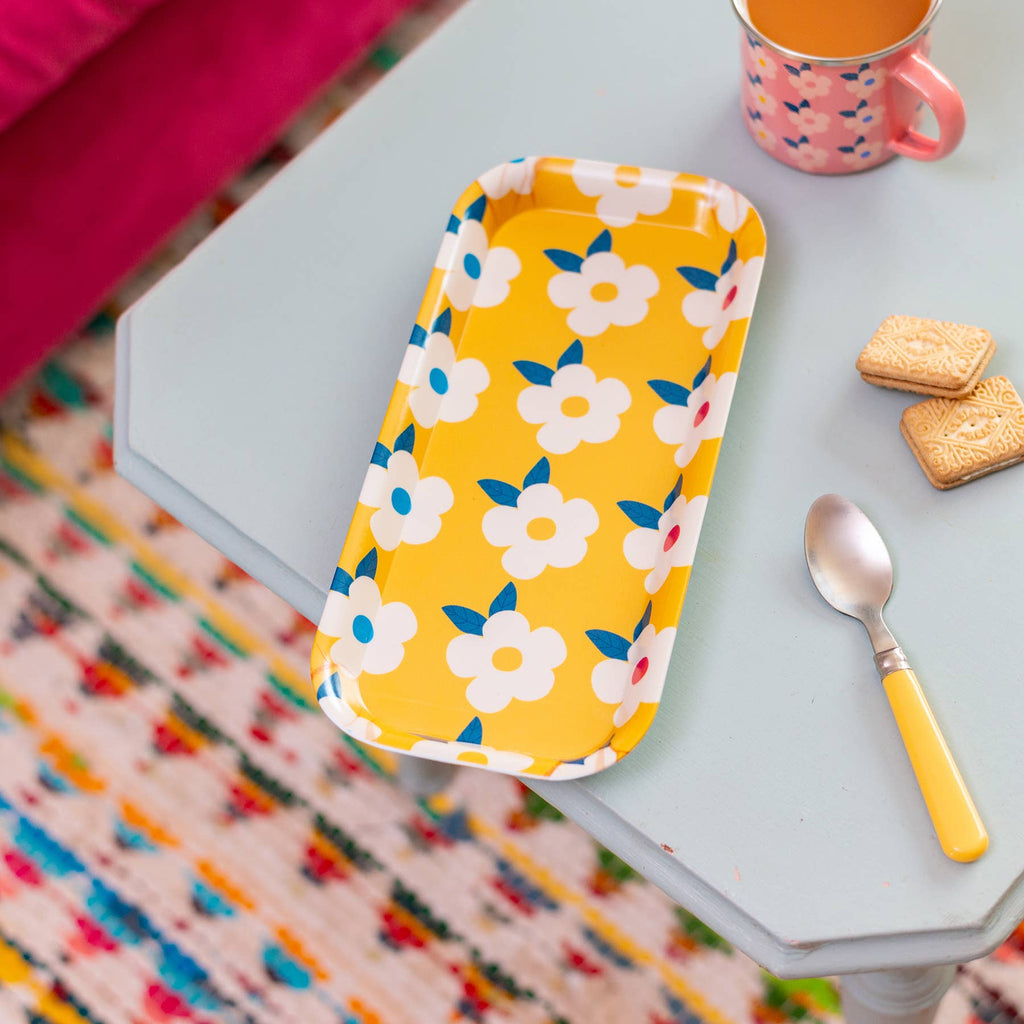 Retro Floral Honey Yellow Tray - Daisy Park