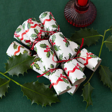 Botanical holly white mini Christmas crackers - Daisy Park