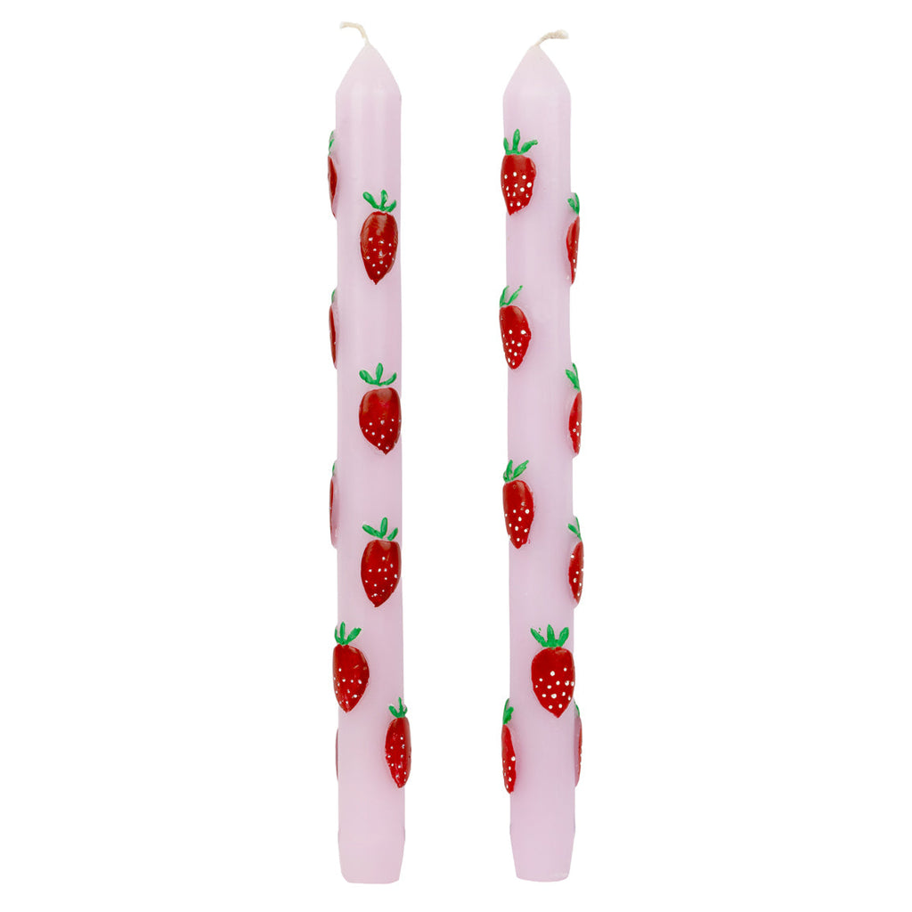 Strawberry pink dinner candles - 2 pack - Daisy Park