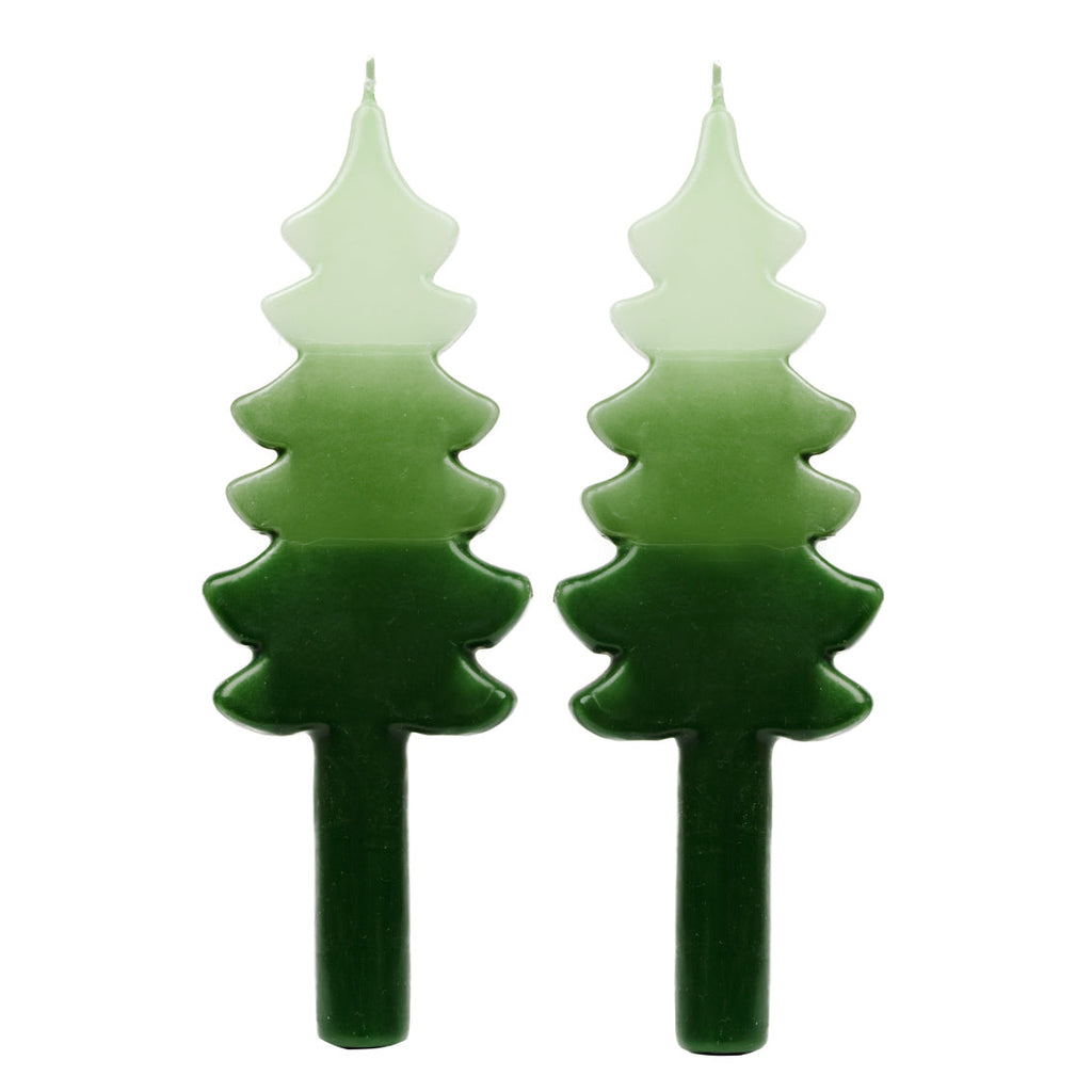 Green Christmas tree shaped candles - 2 pack - Daisy Park