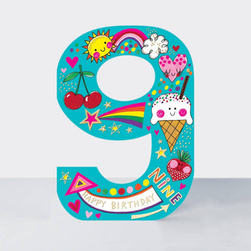 Age 9 Ice Cream & Cherries birthday card - Daisy Park