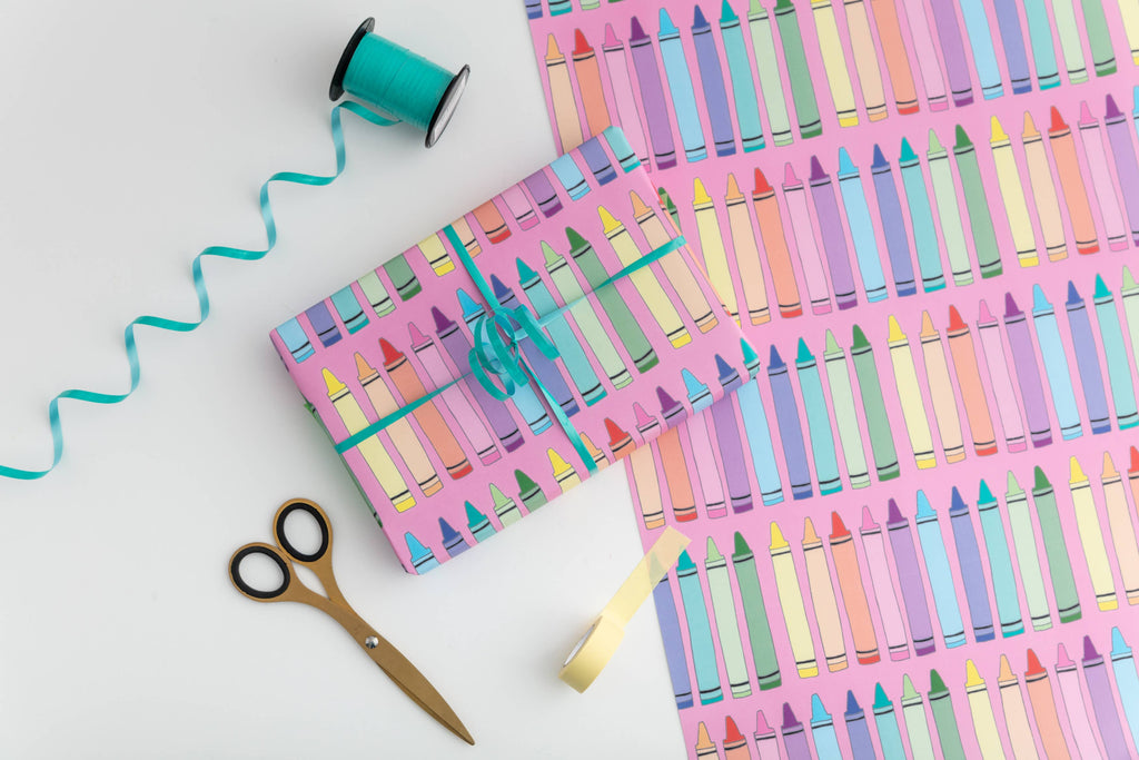 Crayon Gift Wrap | Wrapping Paper | Baby Shower Gift Wrap - Daisy Park