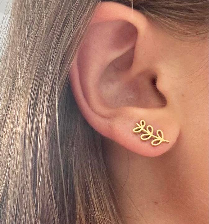 Gold Stem Studs - Daisy Park