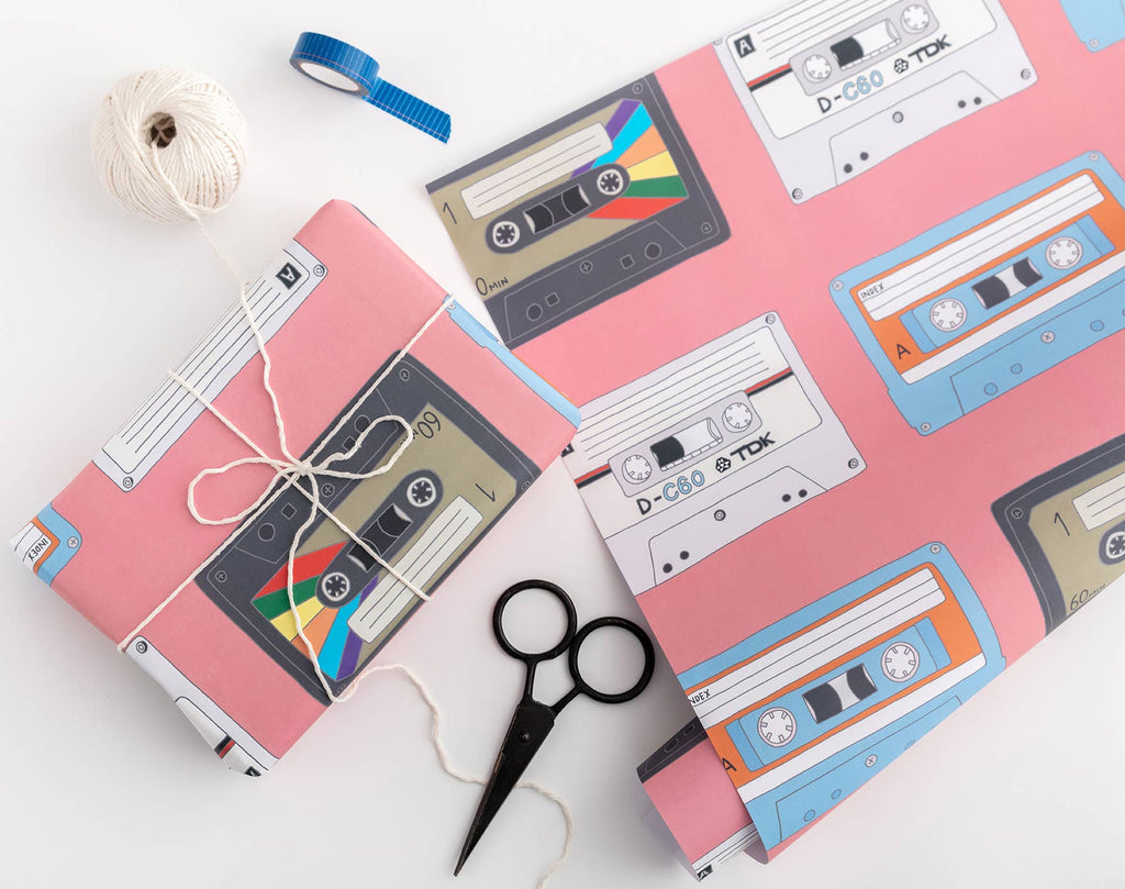 Mix Tape Cassette Gift Wrap | Wrapping Paper | Birthday Gift Wrap - Daisy Park