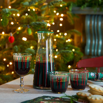 Red and green striped glass carafe - Daisy Park