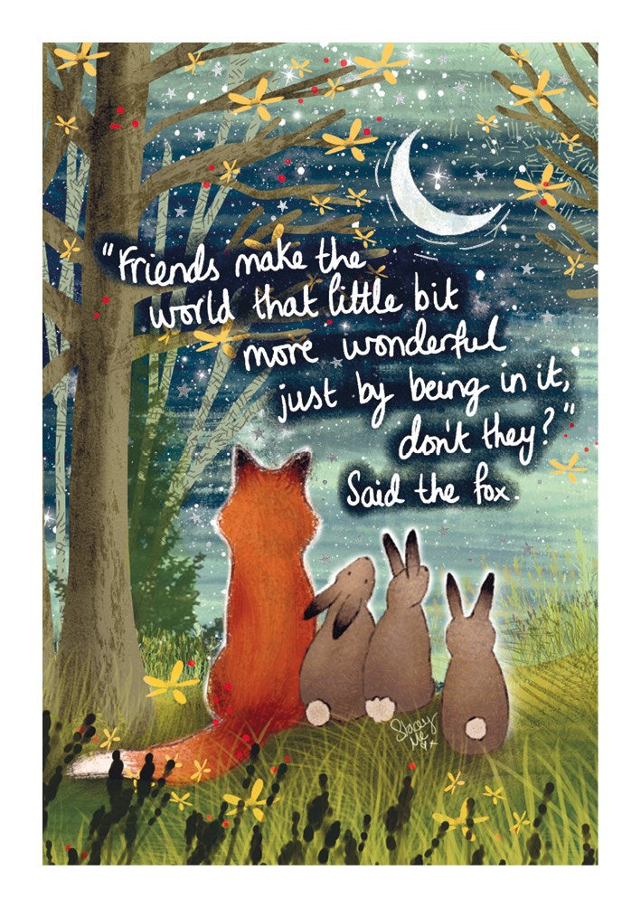 Fox under the moon Friends card - Daisy Park
