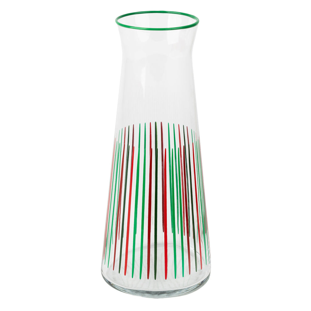 Red and green striped glass carafe - Daisy Park