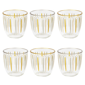 White and gold striped glass tumbler - Daisy Park