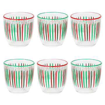 Red and green striped glass tumbler - Daisy Park
