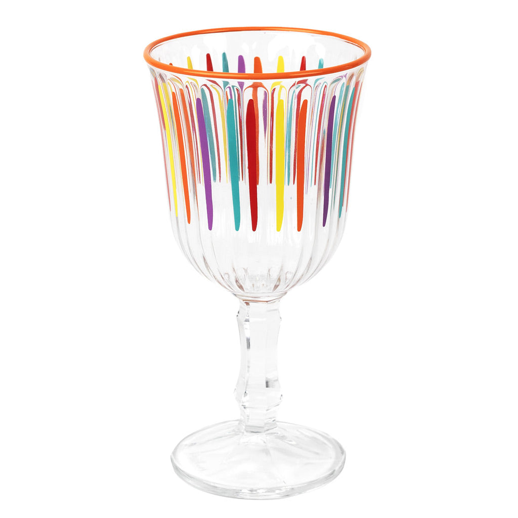 Bright striped multi coloured wine glass - Daisy Park