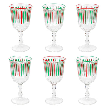 Red and green striped wine glass - Daisy Park