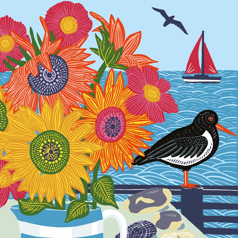 Seaside flowers blank card - Daisy Park