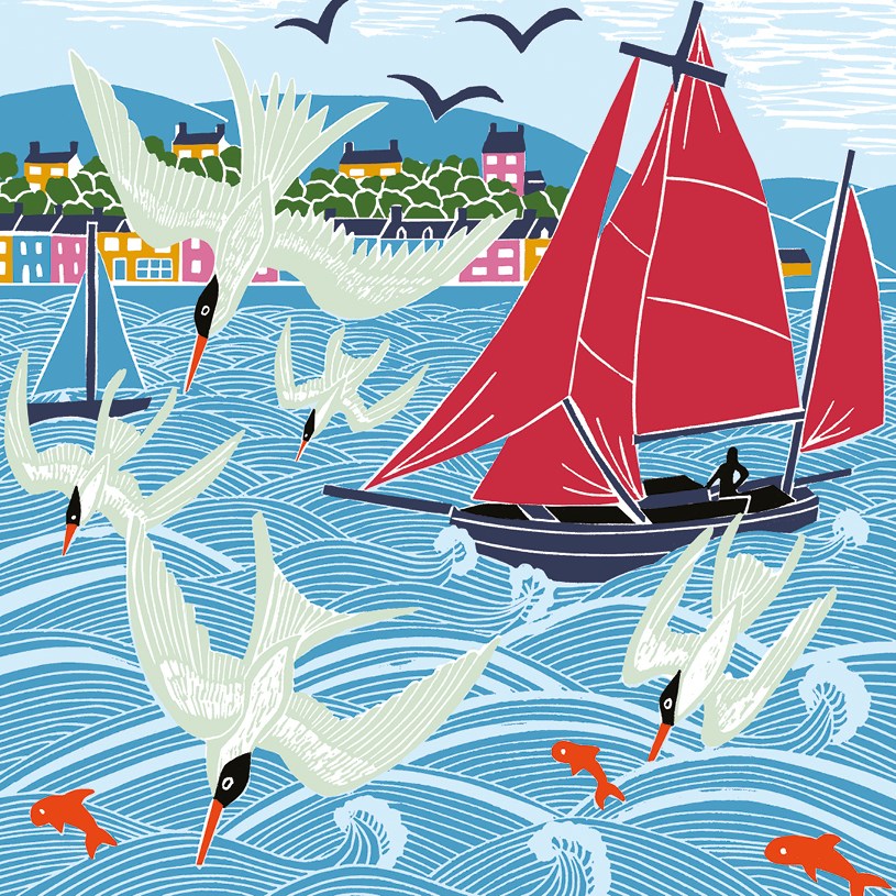 Sailboat and seagulls card - Daisy Park