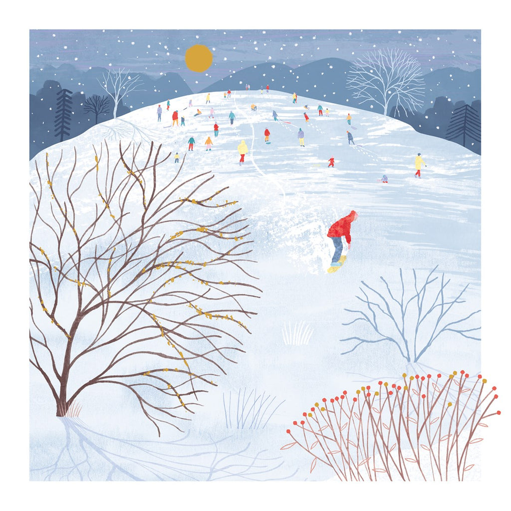Over the Winter Isles Snowboarding Christmas card - Daisy Park