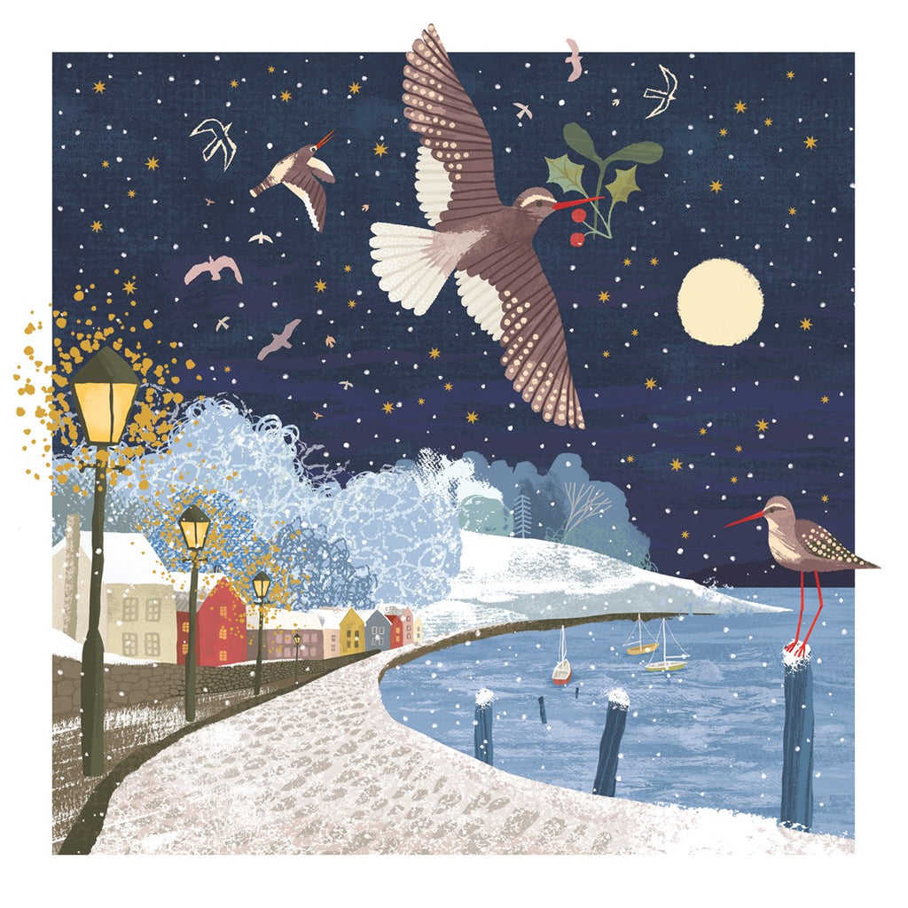 Over the Winter Isles coastal town Christmas card - Daisy Park