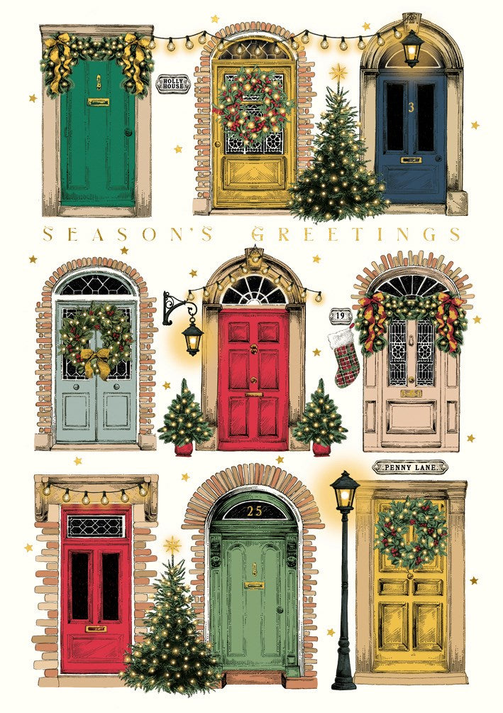 Penny Lane Festive doors Christmas card - Daisy Park