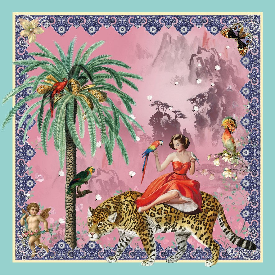 Pink Mary on a leopard card - Daisy Park