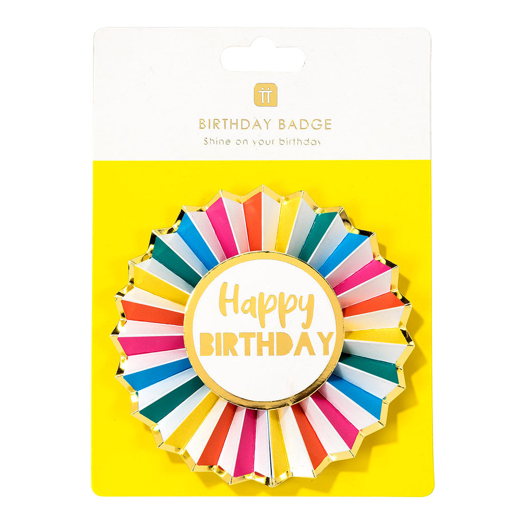 Rainbow brights Happy Birthday badge - Daisy Park
