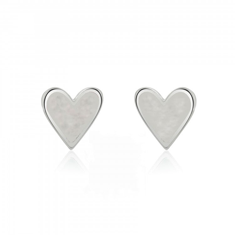 Pearlescent Sparkle white heart enamel - silver plated - Daisy Park