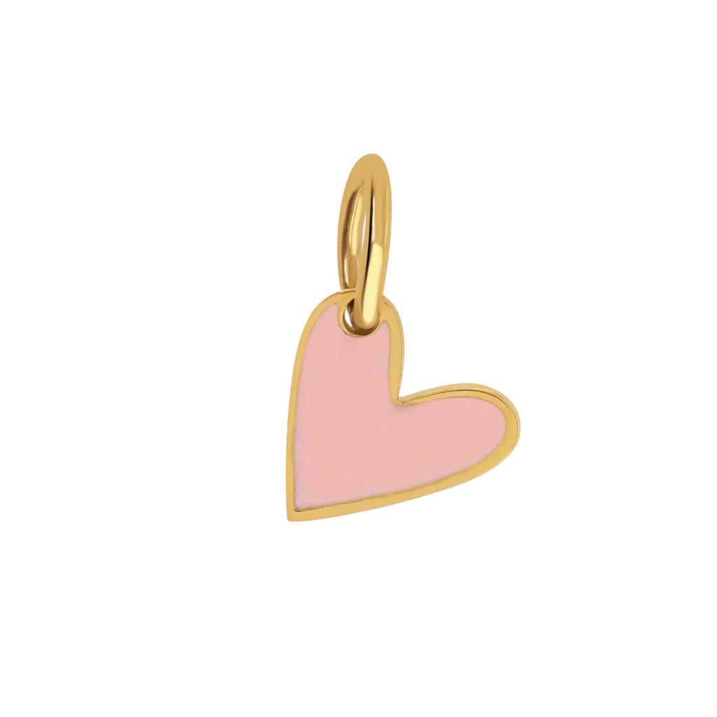Gold heart charm with pink enamel - Daisy Park