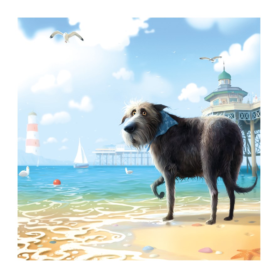 Toby at the beach card - Daisy Park