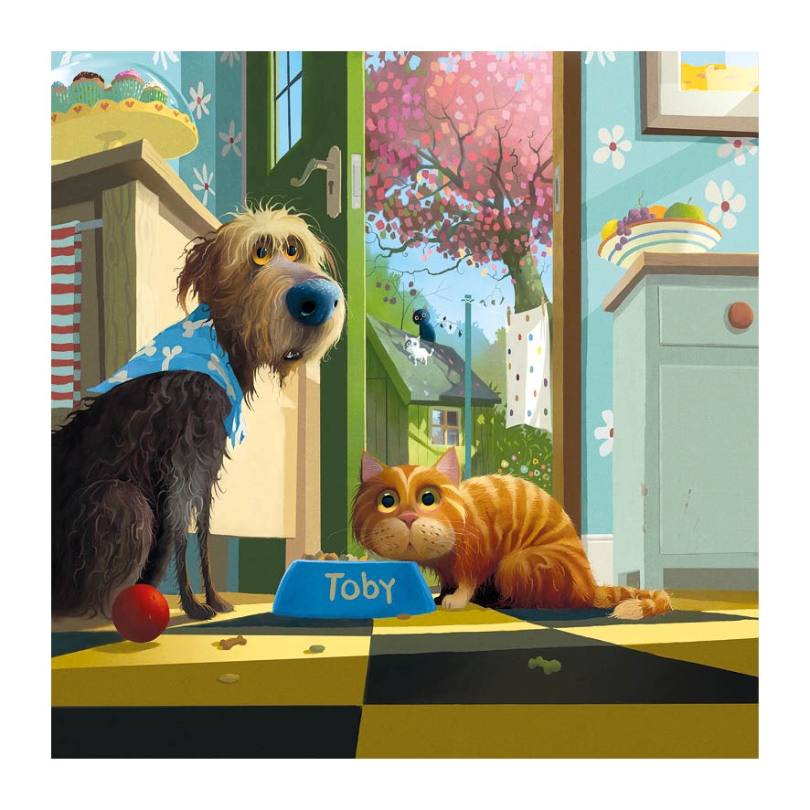 Toby & cat card - Daisy Park