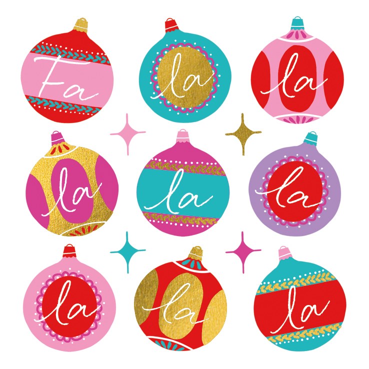 Fa La La Baubles pack of Charity cards - Daisy Park
