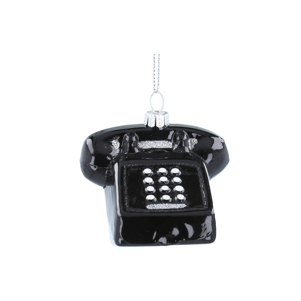 Black glass retro telephone decoration - Daisy Park