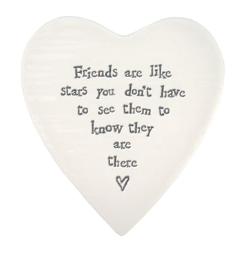 East Of India Friends Are Like Stars Porcelain Heart Coaster - Daisy Park