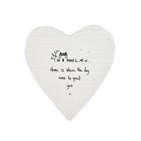 Ceramic heart Coaster - Home dog greets you - Daisy Park