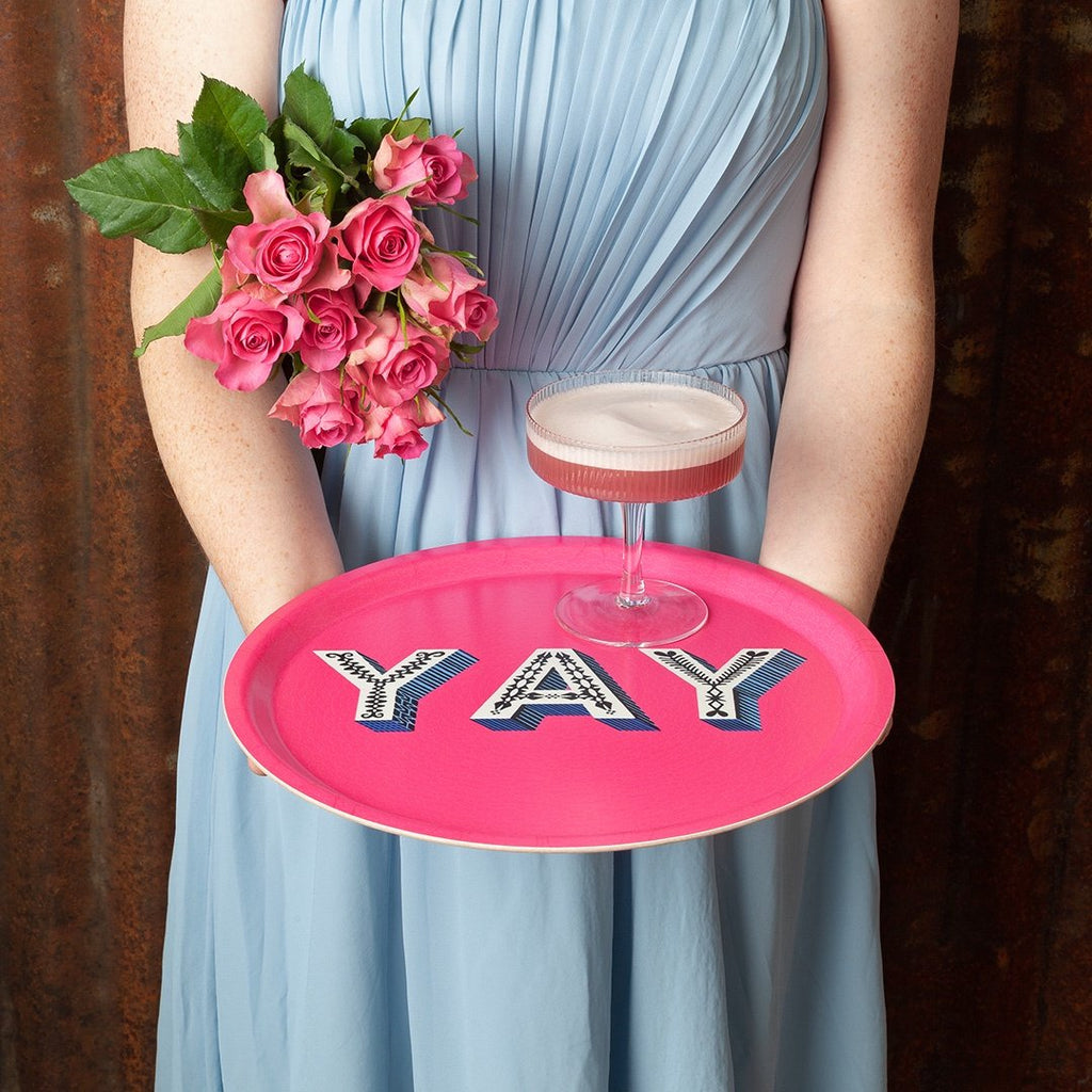 Asta Barrington Yay Bright Pink Round Tray - Daisy Park