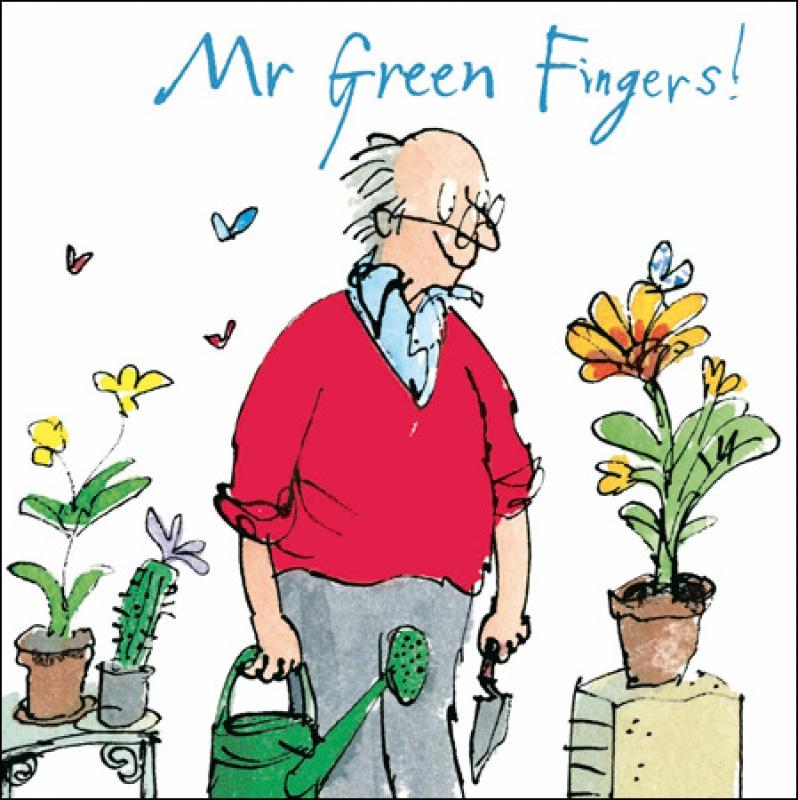 Man watering his plants birthday card - Daisy Park