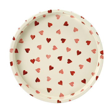 Emma Bridgewater Pink hearts deepwell round metal tray - Daisy Park