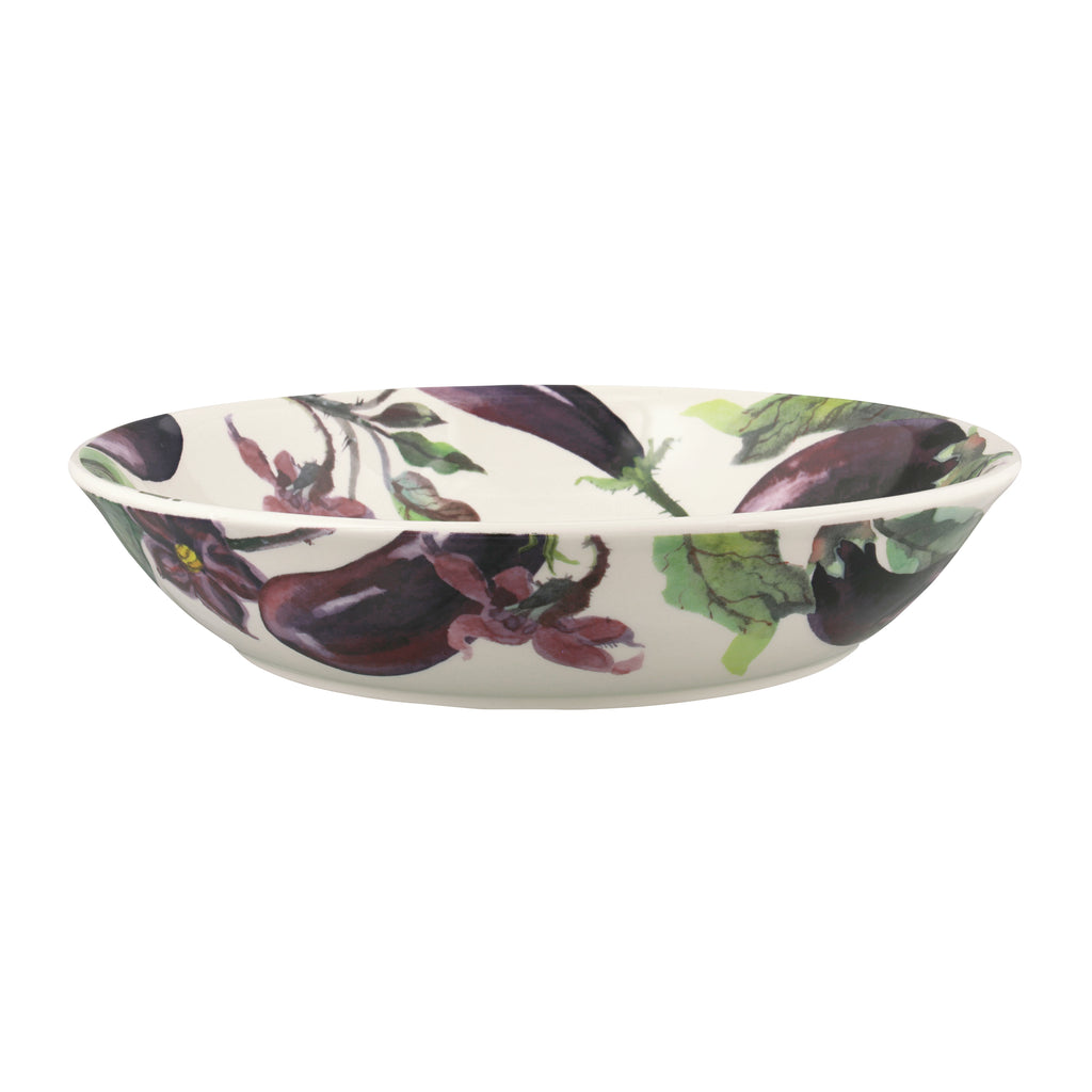 Emma Bridgewater Vegetable Garden Aubergine and flowers Medium Pasta Bowl - Daisy Park