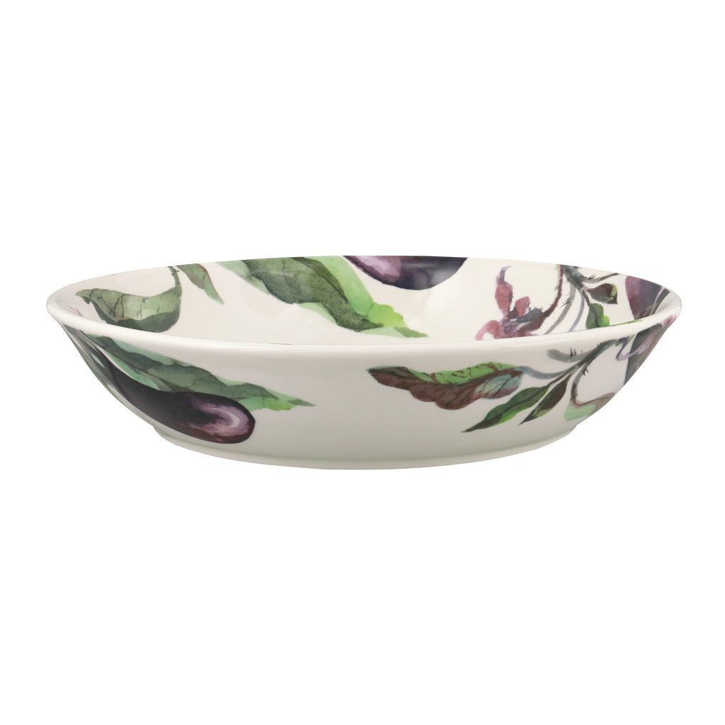 Emma Bridgewater Vegetable Garden Aubergine and flowers Medium Pasta Bowl - Daisy Park