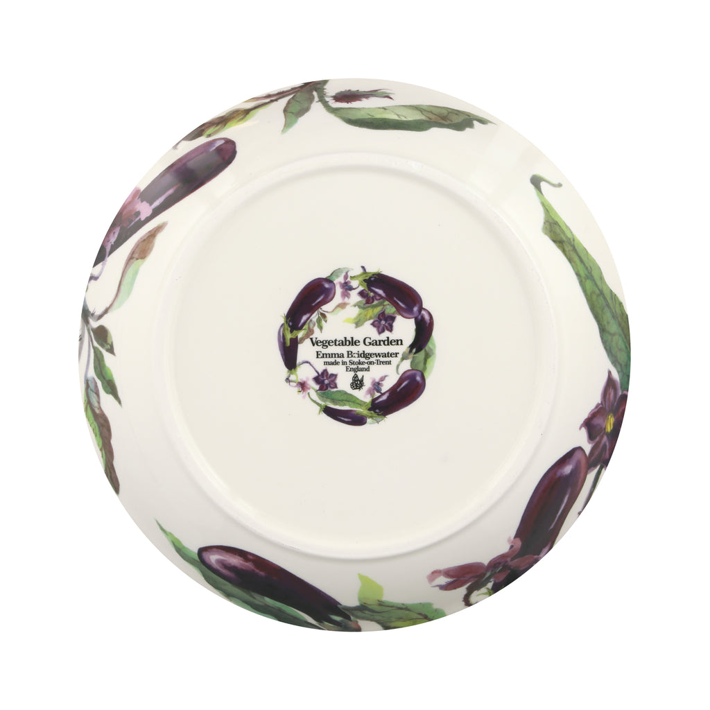 Emma Bridgewater Vegetable Garden Aubergine and flowers Medium Pasta Bowl - Daisy Park