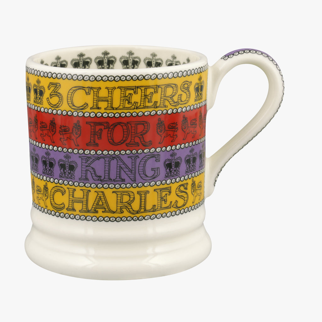 Emma Bridgewater 3 Cheers for King Charles III 1/2pt mug - Daisy Park