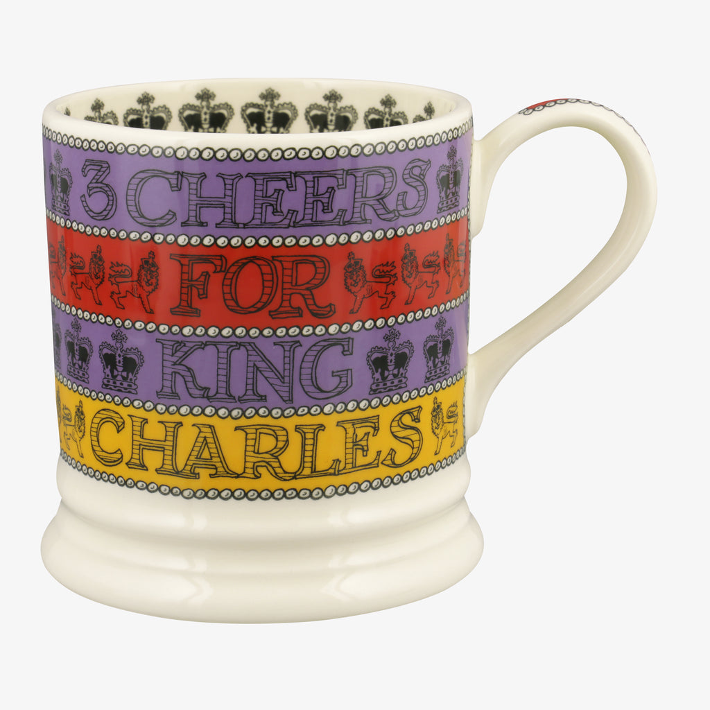Emma Bridgewater 3 Cheers for King Charles III 1pt mug - Daisy Park