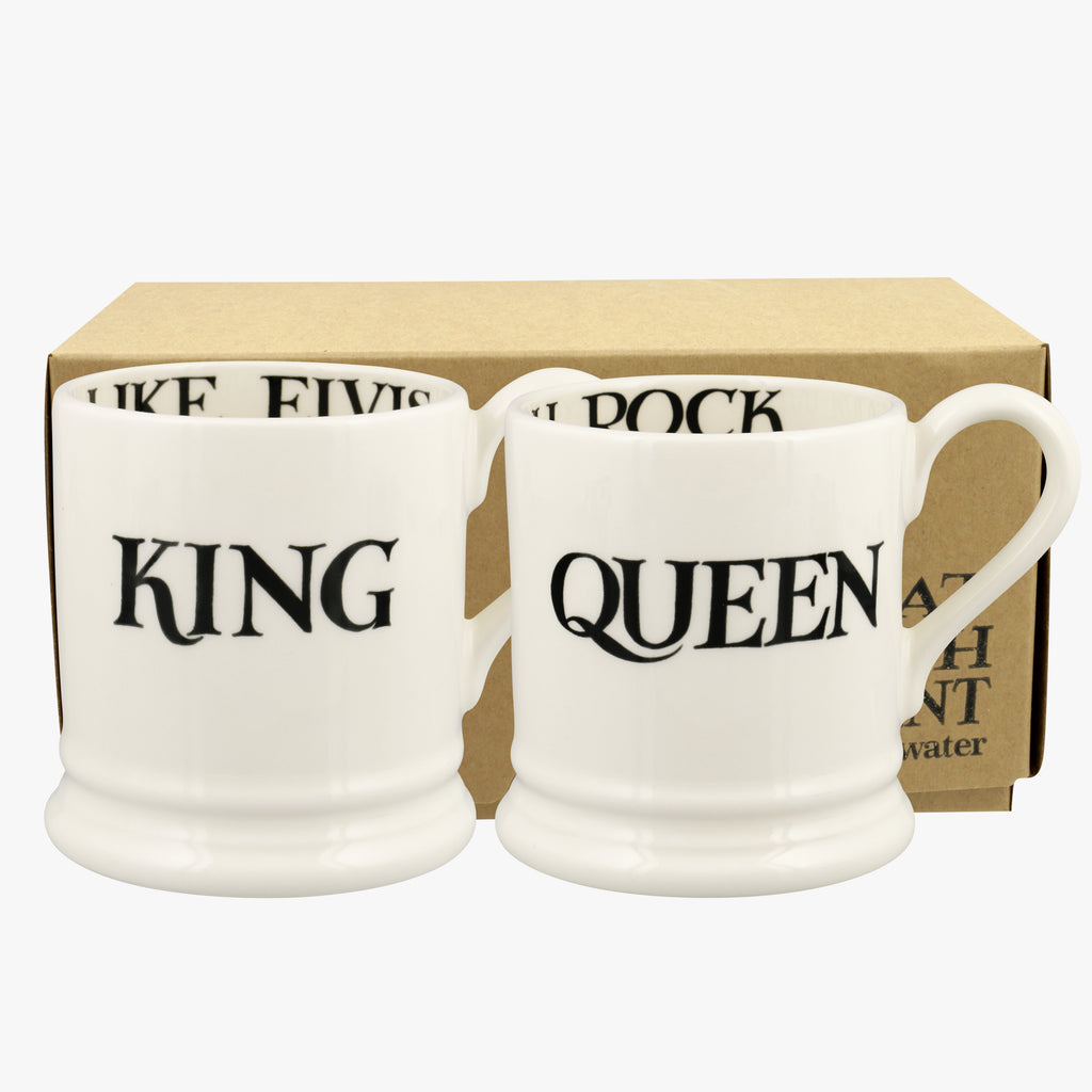 Emma Bridgewater Black Toast King & Queen 1/2pt Mug set - Daisy Park