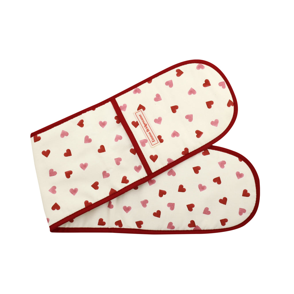 Emma Bridgewater Pink hearts double oven glove and tea towel - Daisy Park