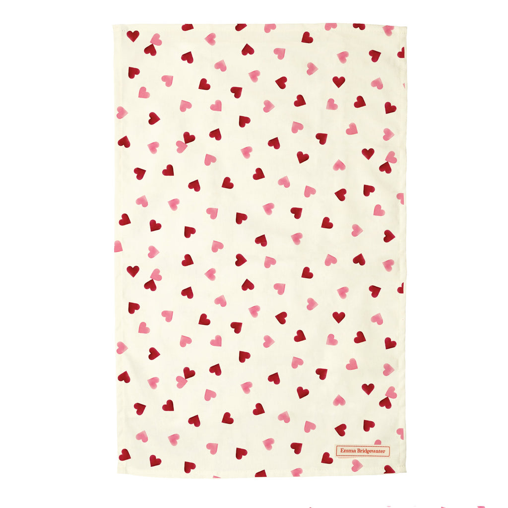 Emma Bridgewater Pink hearts double oven glove and tea towel - Daisy Park