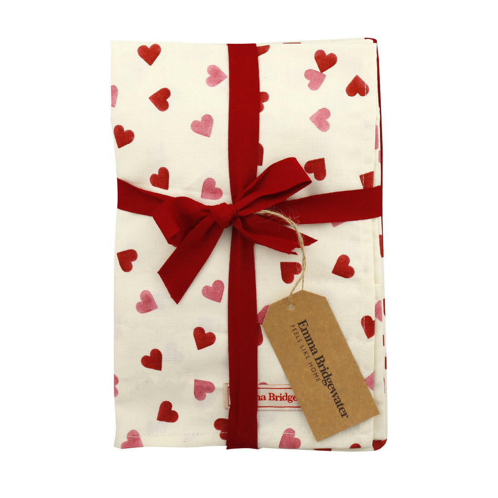 Emma Bridgewater Pink hearts double oven glove and tea towel - Daisy Park