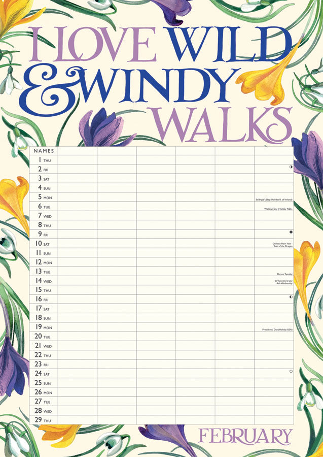 Emma Bridgewater Geraniums A3 planner 2024 - Daisy Park